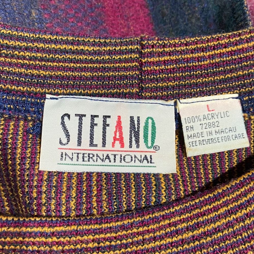 Stefano International Vintage Patchwork Oversized Sweater Women's Large 90s Boho - Picture 4 of 7